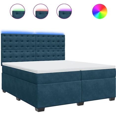 Maison Exclusive - Cama box spring con colchón terciopelo azul 20