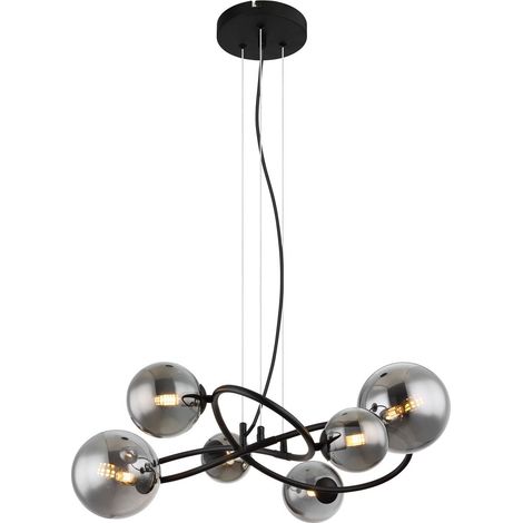 Globo - lámpara colgante - Riha - negro - vidrio metal vidrio (1/5)