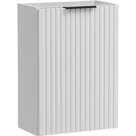 Furnidea - Meuble lave main à suspendre ADEL BLANC 40 cm - Une porte - Façades rainurées (1/5)