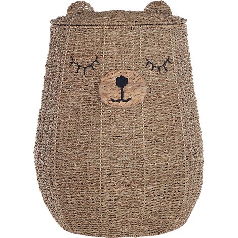 Cesta de algas marinas natural beige 68 cm oso habitación infantil Fulan (1/5)