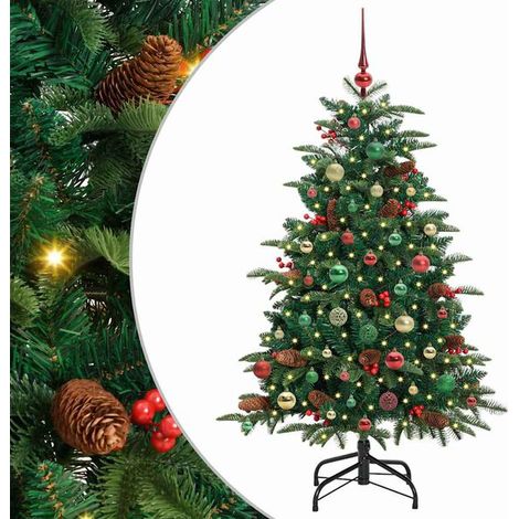 Sapin de Noël artificiel vert, 150 cm, en PVC, métal et plastique. (1/5)