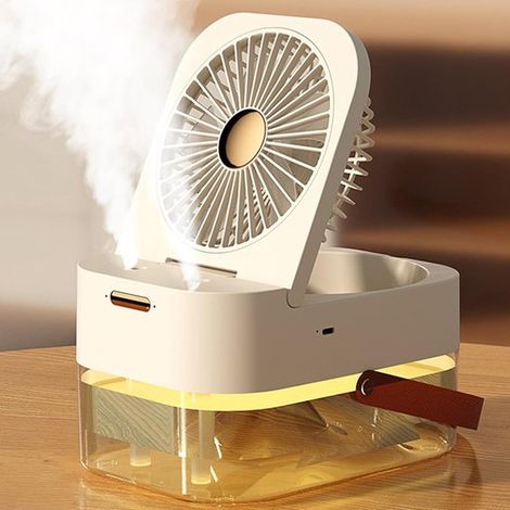 Ventilator-Luftbefeuchter 2L,leiser tragbarer Ventilator mit 3 Geschwindigkeitsstufen,USB-Anschluss,verstellbarem Winkel und 3 Nebelmodi (1/2)