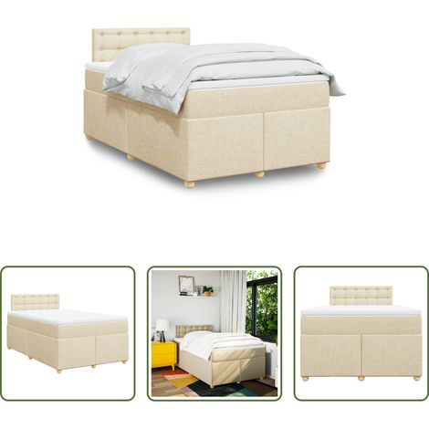 Matelas à ressorts ensachés - Sommier à lattes de lit avec matelas crème 120x190 cm tissu (1/5)