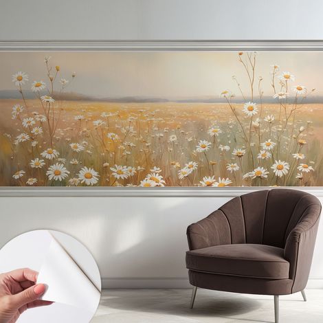 Papier peint adhésif autocollant pour salon chambre à coucher peint imprimé Installation facile Prairie fleurie 250x104 cm (1/5)