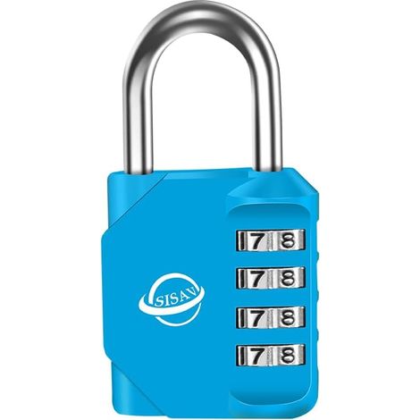 Cadenas à Combinaison 4 Chiffres Pour Usage Extérieur,Pour Casier de Gymnase Scolaire,Casier de Sport,Portail de Clôture,Portail,Loquets et Boîte à Outils,Bleu ciel (1/5)