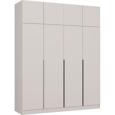 Senso 4D - Armadio alto con modulo soprastante, maniglie nere - Ante, ripiani - 200x250x56,5 cm - Beige cachemire (1/5)
