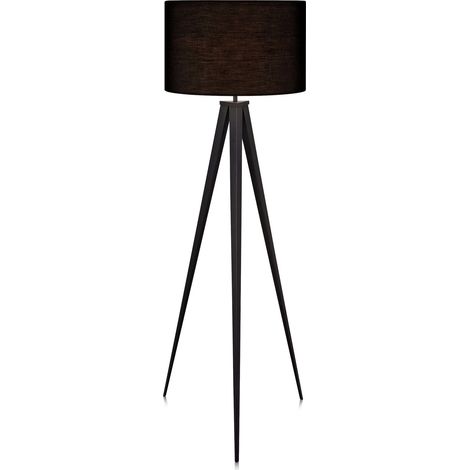 Lampadaire trépied lampe de salon sur pied abat-jour noir (1/5)