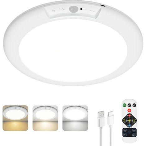 Akku Lampe mit Bewegungsmelder Innen Deckenlampe Ohne Stromanschluss,Deckenlampe mit Bewegungsmelder Akku Deckenleuchte Ohne Bohren,Batteriebetriebene Deckenleuchte für Bad Keller Garage (1/5)