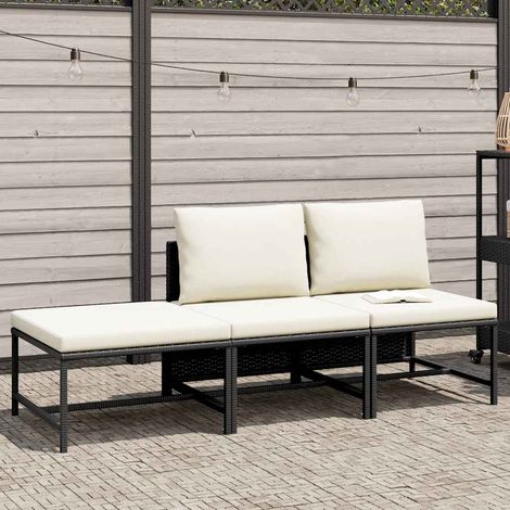 Maison Exclusive - 3-tlg. Garten-Sofagarnitur mit Auflagen Schwar
