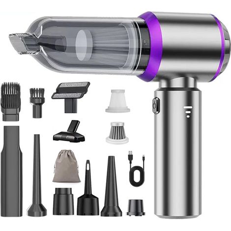 Aspirateur à Main, 4-in-1 Mini Aspirateur sans Fil avec Moteur sans balais Batterie 6000mAh Type C Dépoussiéreur d'air (1/5)