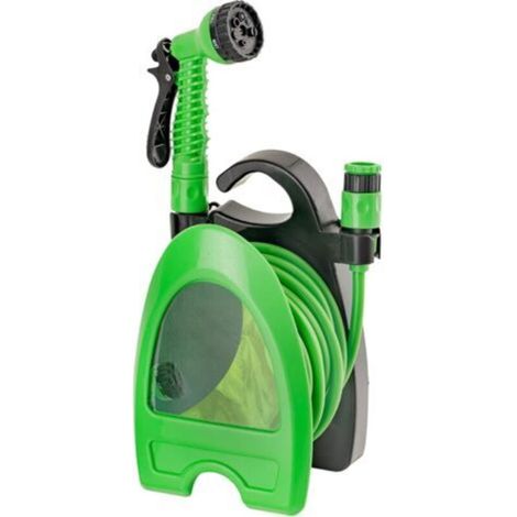 Hose Extends Up to 10 Metres, Hose Reel with Roller and Wall Mount, Watering, Watering, Washing and Cleaning, 7-Spray Nozzle (1/5)