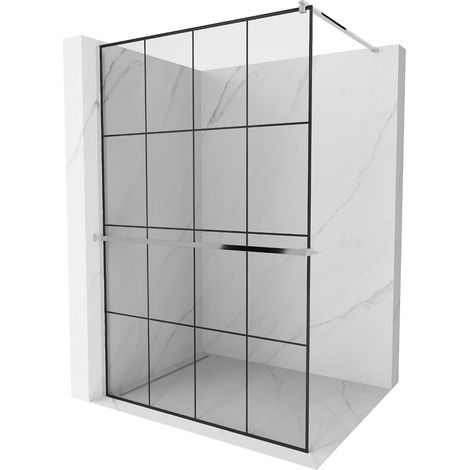 Mexen Kioto+ paroi de douche avec étagère Walk-in 130 x 200 cm, motif noir, chromé - 800-130-121-01-77 (1/5)