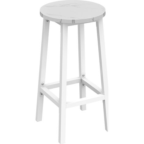 Sgabello da bar alto in stile loft bianco e marmo (1/5)