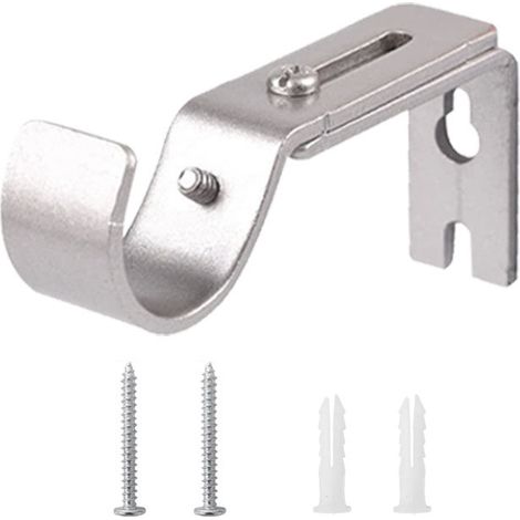 Support de tringle à rideau 1 pièce, compatible avec tringle à rideau de 25 mm, support de tringle à rideau argent, support de tringle romaine, réglable (1/5)