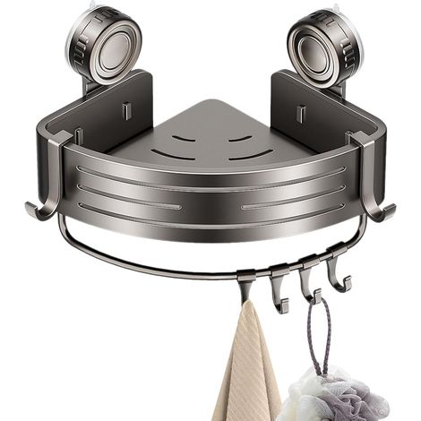 Étagère d'angle de douche à ventouse , , murale salle bain , organisateur amovible , rangement pour (1/5)