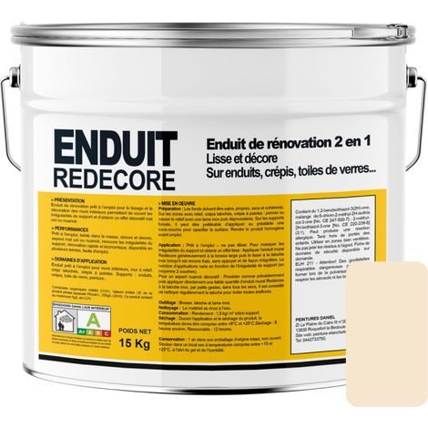 Enduit décoratif, rénovation rapide, 2 en 1, lisse et décore sur plâtre, peintures, crépis, fibres, toile de verre F3E7D1 15 Kg