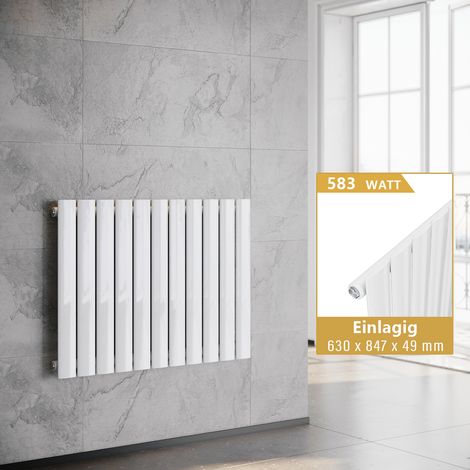 ELEGANT Heizkörper Weiß Design Horizontal klein Modern Flachheizkörper Einlagig 630x847mm (1/5)