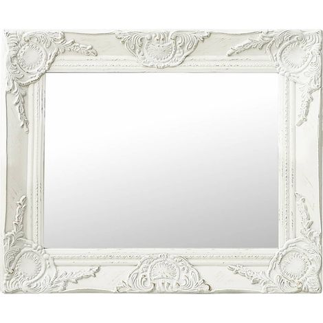 vidaXL Espejo de pared estilo barroco blanco 50x40 cm (1/5)