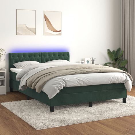 vidaXL Sommier à lattes de lit avec matelas LED Vert foncé 140x200 cm
