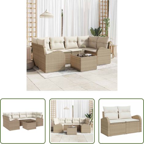 Gartenmöbel -  Gartensofa-set Beige 55 x 55 x 37 cm Poly-Rattan (1/5)