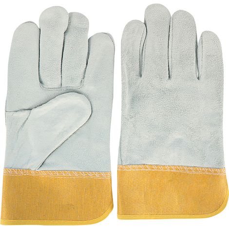 Gants de protection pour soudeur, entièrement en cuir, deux couches, taille unique, gants de protection du travail en cuir de vache résistant aux hautes températures (1/5)