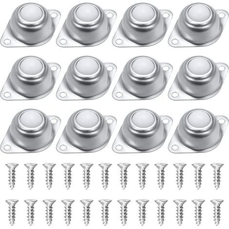 Roulettes à Billes pour Meubles,Lot de 12 Transfert à Billes,Rouleaux à Billes en Nylon et en Acier Inoxydable,Avec 24 vis,pour Chariot à Bagages Coulissant, Meubles, Fauteuil Roulant Livré (1/2)