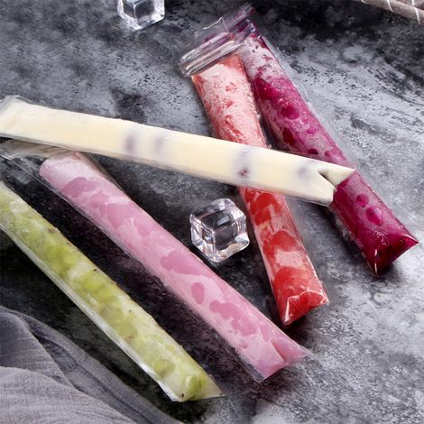 Lot de 100 sachets congélation plastiques pour glaces, moule à crème glacée DIY yaourt boissons été avec entonnoir (1/5)