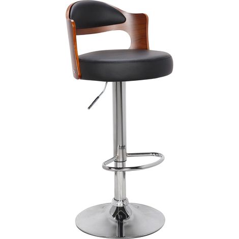 Lot de 6 chaises de bar Ruben Bois Noisette et Simili Noir
