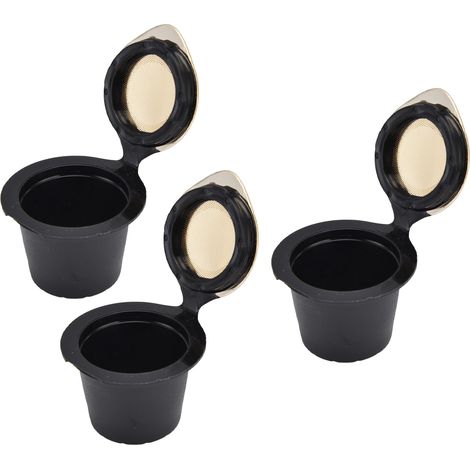Wiederverwendbare Kaffeefilter, kompatibel mit Essenza & Essenza Krups Kapseln, 3er-Packung Goldkapseln, vergoldete Ausführung, farbige Box. (1/5)