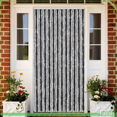 Rideau anti-mouches - FAFEISY - 377330 - Gris et noir - 100 x 220 cm - Chenille polypropylène (1/5)