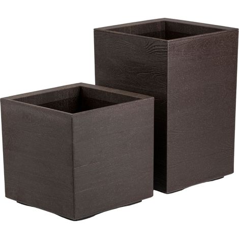 Juego de macetas Betonique con ruedas, 40 cm, tabla para caf茅 espresso, 2 piezas.