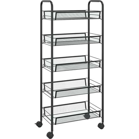Maison Exclusive - Carrello da Cucina con 5 Ripiani Nero 46x26x105 cm in Ferro (1/5)
