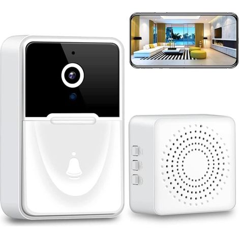 Générique Sonnette sans Fil avec caméra, Sonnette caméra1080p,Surveillance de Vision Nocturne HD,interphone à Domicile,Support de sécurité Intelligent,Sonnette vidéo WiFi pour appels vocaux (1/5)
