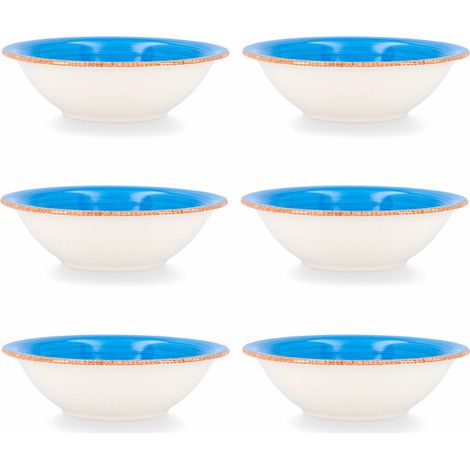 Quid Set 6 ciotole per zuppa in ceramica gres piatti fondi blu 18 cm, standard (1/3)