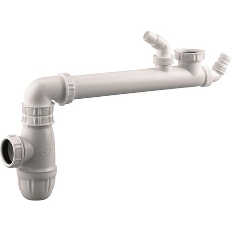 Valentin – Siphon gain de place 1 bac – Diamètre 40 mm – Déporté pour espaces confinés – Vidage machine à laver