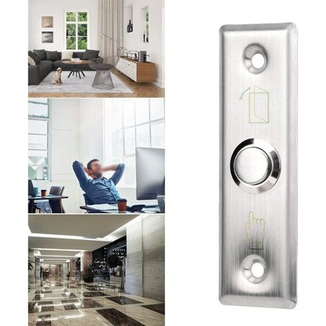 Bouton de Sortie Poussoir de Porteen Acier Inoxydable,Rond Bouton Poussoir Interrupteur,Porte Commutateur Electrique de Contrôle d'Accès Cadre de Porte Creux/Boîtier électrique intégré (1/4)