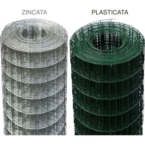 Rete Recinzione Elettrosaldata Metallica Zincata maglia 50X75 mm H:120 cm Rotolo 25 mt