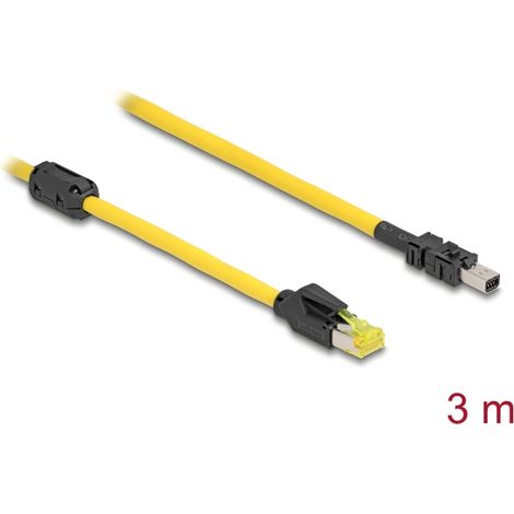 Delock Cable RJ45 macho Cat.6 a Mini E/S de 8 pines en forma de D tipo 2 macho 3 m amarillo