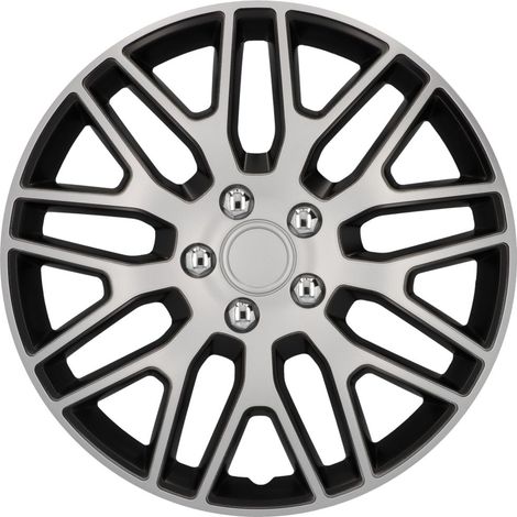 Cartrend Radzierblende Branch 35 cm (14 Zoll) silber schwarz 4 stück Radkappe (1/3)