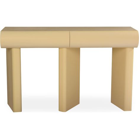 Cotecosy – Console 2 tiroirs L121cm – Pieds obliques – Bois M.D.F. – Style scandinave – Coloris beige (1/5)