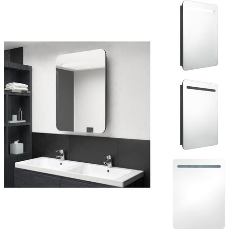 Armoire de salle de bain à miroir LED noir brillant 60x11x80 cm - Armoire Salle De Bain - Meuble Salle De Bain - Miroir Led - Vanity Mirror - Éclairage Salle De Bain (1/5)