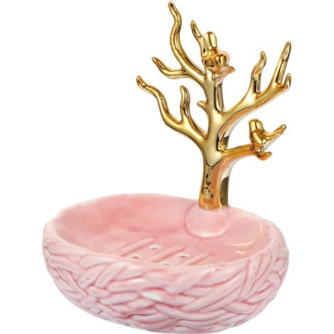 Porte-savon en céramique SECFOU avec fonction d'égouttage , rose , pour la maison et salle de bain ,