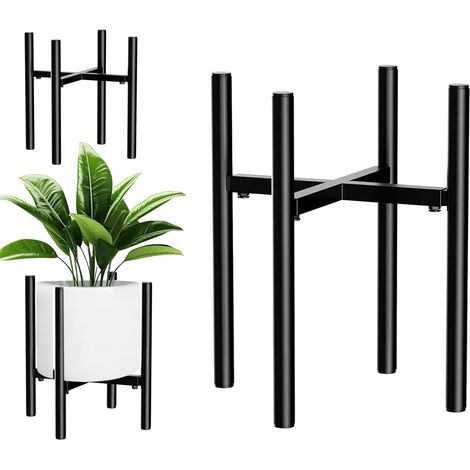Support Plantes Métal - 1 Unité - Noir - Réglable 21 à 35 cm - Charge 80 kg - Intérieur Extérieur (1/5)