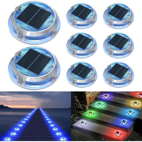 4Pcs Lampe Solaire Extérieur Jardin LED Blanc Chaud/Froid, Balise Solaire Eclairage Etanche IP68, Spot LED Extérieur Solaire pour Chemin Allée Escalier Terrasse Pont, Lumiere Solaire Auto (1/5)