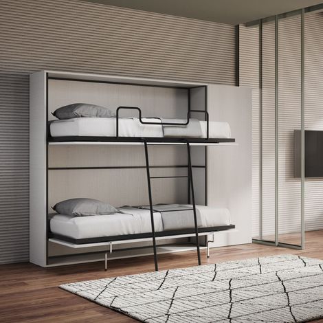Letto a castello NABOR a scomparsa Bianco Frassino Composizione H (1/5)