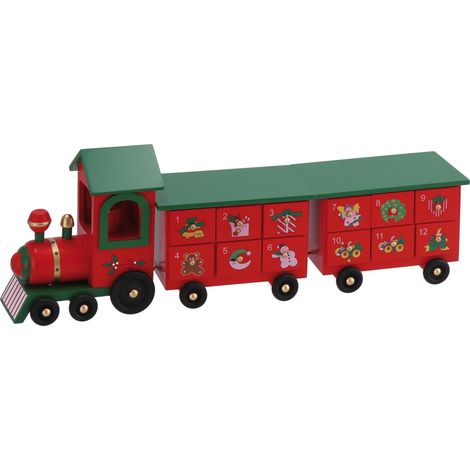 Ad Trend Calendario a Forma di Treno di Natale 45 x 10 Cm H 16 Cm Rosso