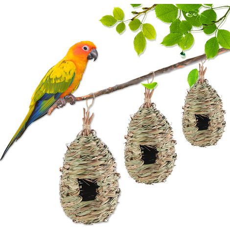 Handgewebtes Vogelnest aus Hibiskusgras, Gartendekoration, Vogelkäfig, Haustierbedarf, Vogelnest (1/5)