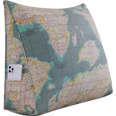 VERCART Lesekissen aus 100 % Baumwolle, Großes Dekoratives Keilkissen, Dreieckiges Bettruhekissen, Beinkissen für Couch oder Tiefes Sofa, Grüne Karte, 60cm