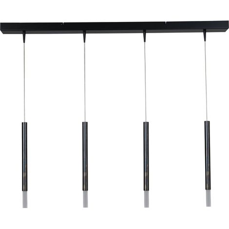 Lampe suspendue de table à manger noire Flute Cylindres design à 4 lumières - 2591-66-100-4-DW (1/3)