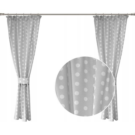 Set di tende per bambine, fantasia a patate grigie, stile bohémien.